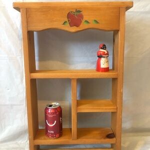 Hardwood compartment shelf 22” maple with apple motif handcrafted Lancaster PA